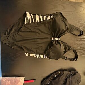 Black and White Striped Swimsuit